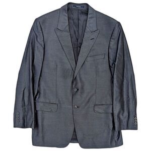 Versace Collection Men's 54R Wool & Silk Shiny Blue Two Button Blazer